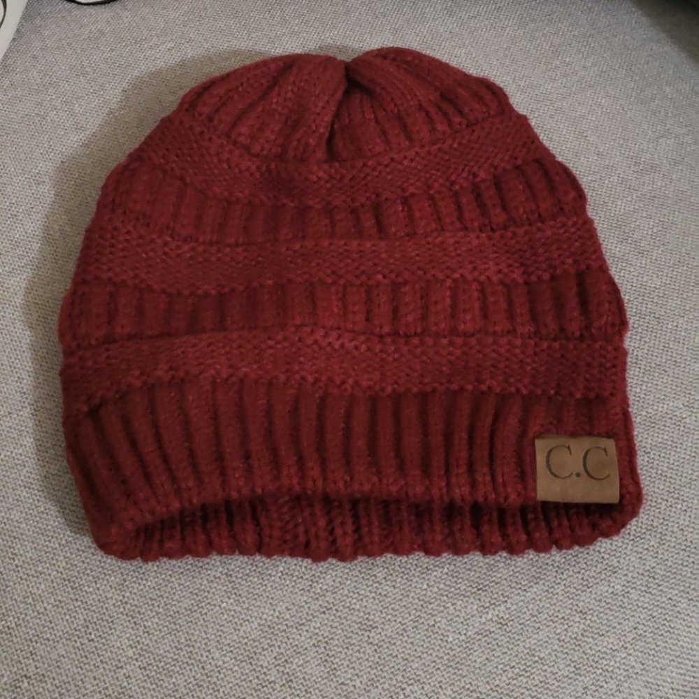 Burgundy beanie